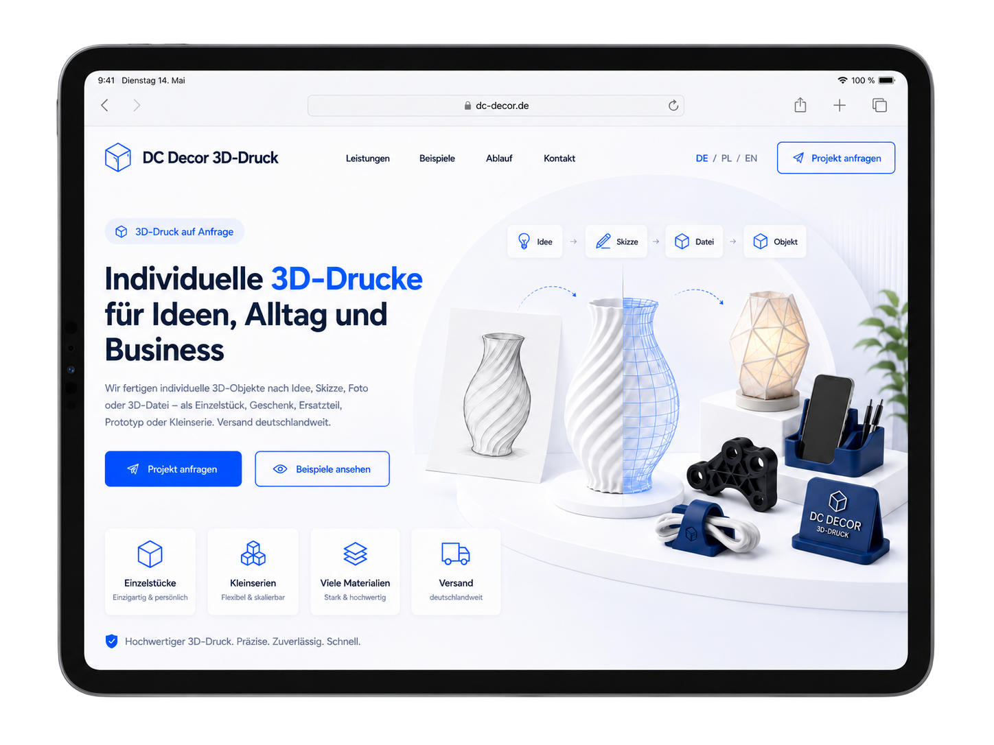 Desktop-Ansicht des Projekts DC Decor 3D-Druck