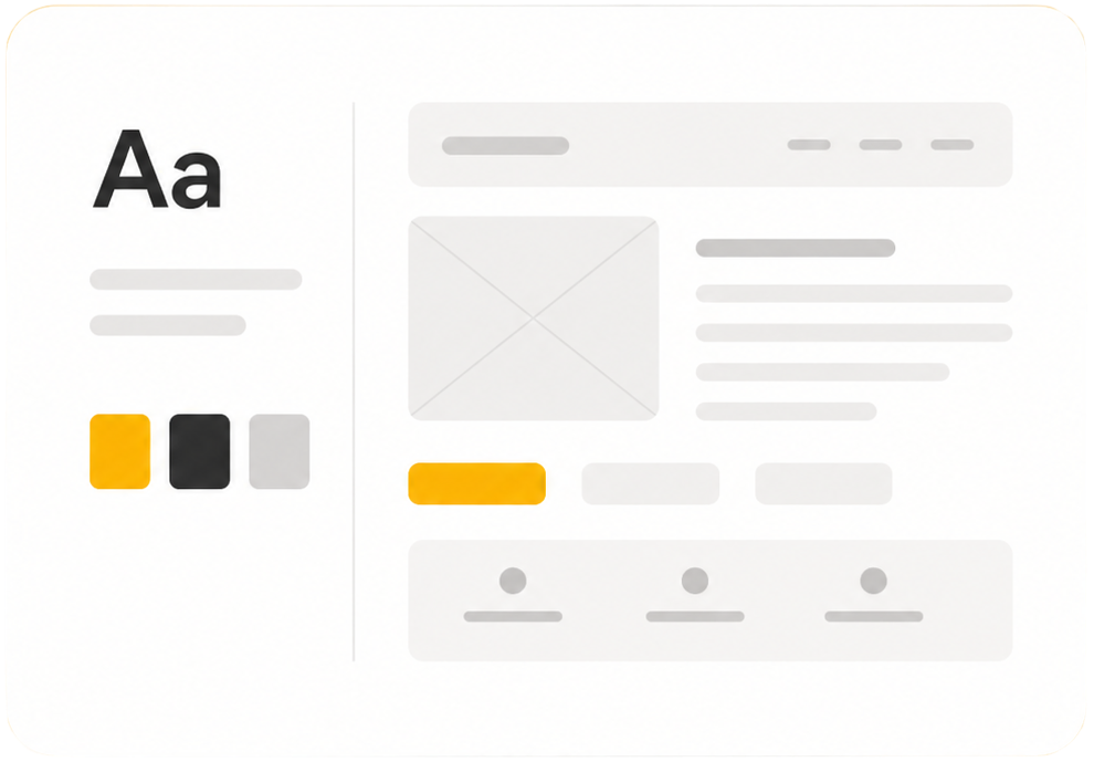 Designsystem mit Typografie, Farben und Seitenstruktur
